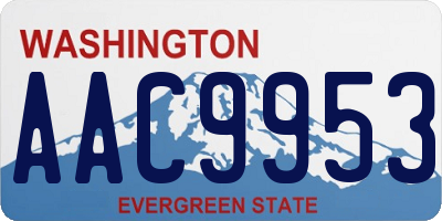 WA license plate AAC9953