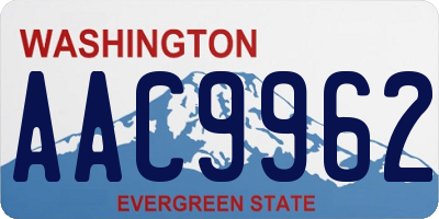 WA license plate AAC9962