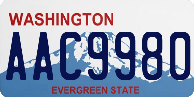 WA license plate AAC9980
