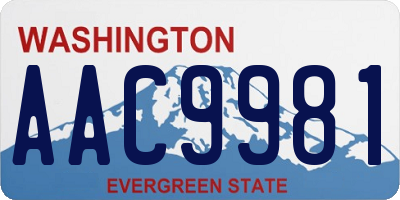 WA license plate AAC9981