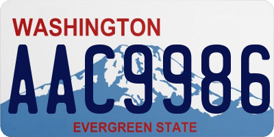 WA license plate AAC9986