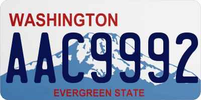 WA license plate AAC9992