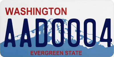 WA license plate AAD0004