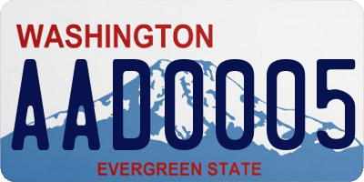 WA license plate AAD0005
