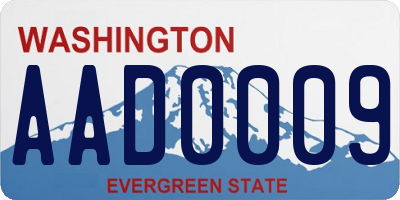WA license plate AAD0009