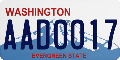 WA license plate AAD0017