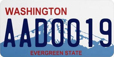 WA license plate AAD0019