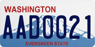 WA license plate AAD0021