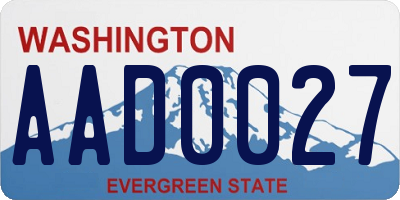 WA license plate AAD0027