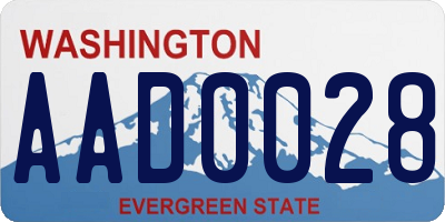 WA license plate AAD0028