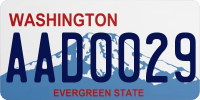 WA license plate AAD0029