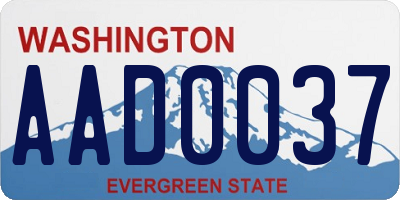 WA license plate AAD0037