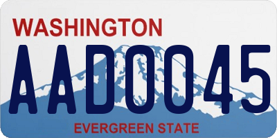 WA license plate AAD0045