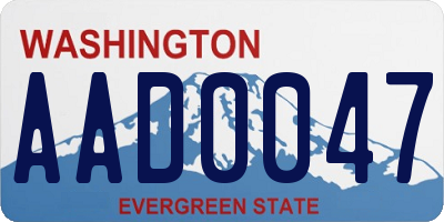 WA license plate AAD0047