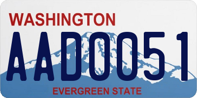 WA license plate AAD0051