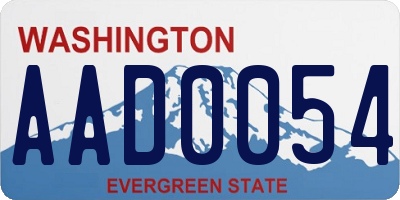 WA license plate AAD0054