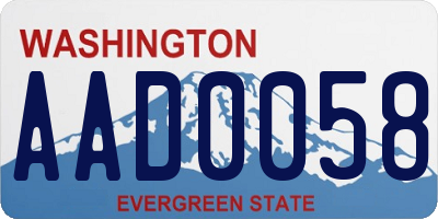 WA license plate AAD0058