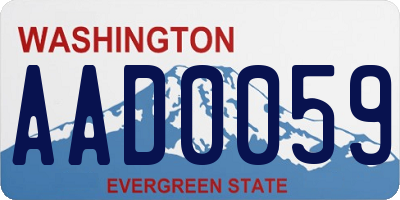 WA license plate AAD0059