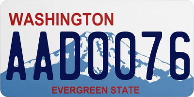 WA license plate AAD0076