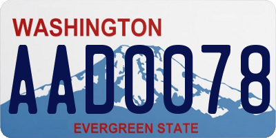 WA license plate AAD0078