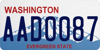 WA license plate AAD0087