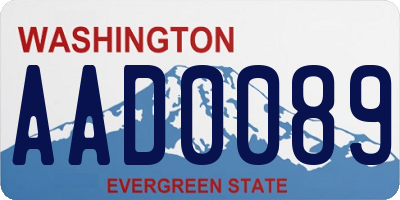 WA license plate AAD0089