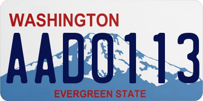 WA license plate AAD0113