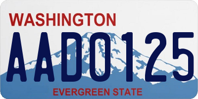 WA license plate AAD0125