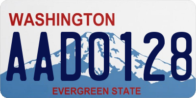 WA license plate AAD0128