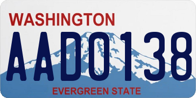 WA license plate AAD0138