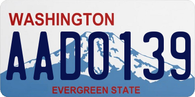 WA license plate AAD0139