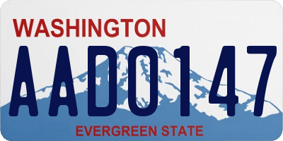 WA license plate AAD0147
