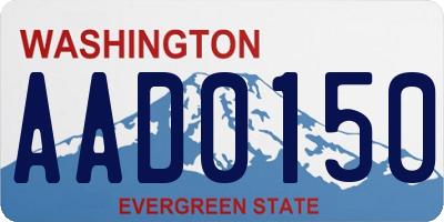 WA license plate AAD0150