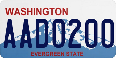 WA license plate AAD0200