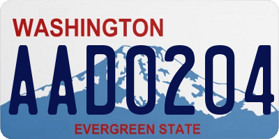 WA license plate AAD0204