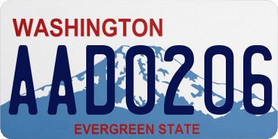 WA license plate AAD0206