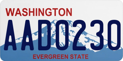 WA license plate AAD0230