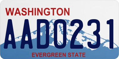 WA license plate AAD0231