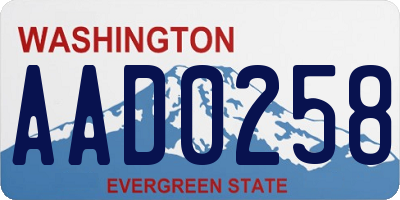 WA license plate AAD0258