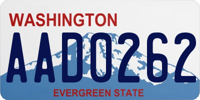 WA license plate AAD0262