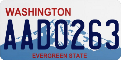 WA license plate AAD0263