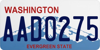 WA license plate AAD0275