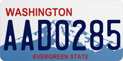 WA license plate AAD0285