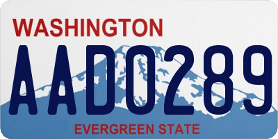 WA license plate AAD0289