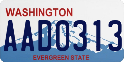 WA license plate AAD0313