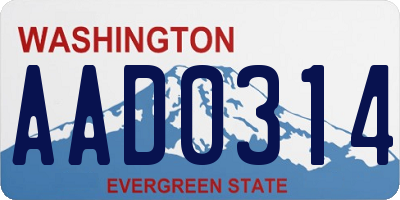 WA license plate AAD0314