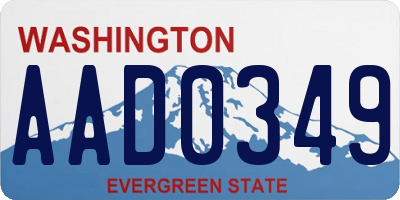 WA license plate AAD0349