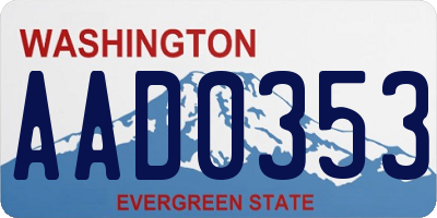 WA license plate AAD0353