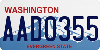 WA license plate AAD0355