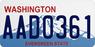 WA license plate AAD0361